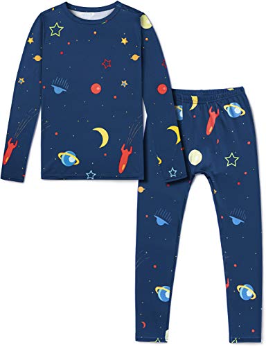 TSLA Kid s & Boy s and Girl s Thermal Underwear Set, Soft Fleece Lined Long Johns, Winter Base Layer Top & Bottom, Boy Wintergear Set Galaxy, 16