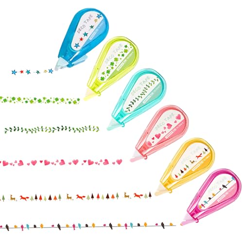 Primst 6 Pcs Decorative Correction Tape, Cute Cartoon Pattern Correction Tape, Decorative Curve...