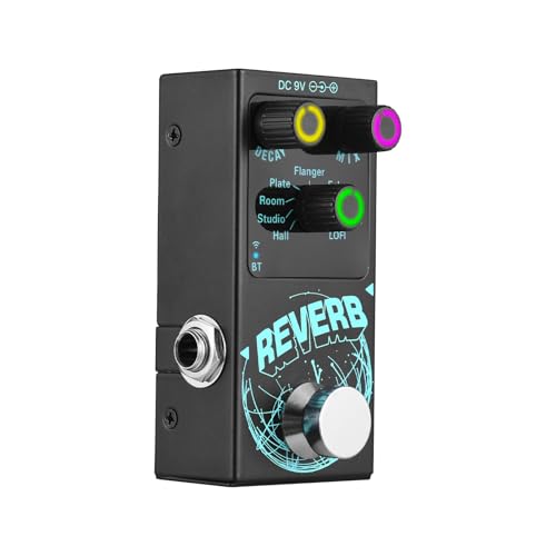 Guitar Digital Reverb Effector, 9 Different Reverb, Electric Guitar Pedal for Wireless Accompaniment, with DECAY MIX Control Knobs, True Bypass 6.35mm for Electric Guitar Play