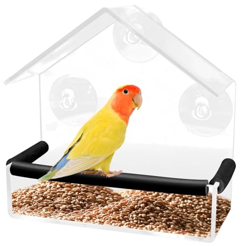 JJYHEHOT Fenster Futterhaus für Vögel, Transparentes Vogelhäuschen, Vogelhaus Fensterscheibe mit Saugnäpfen, Futterspender für Wildvögel Bird Feeder Vogelfutterhaus Acryl mit Saugnäpfe JJYHEHOT Fenster Futterhaus für Vögel, Transparentes Vogelhäuschen, Vogelhaus Fensterscheibe mit Saugnäpfen, Futterspender für Wildvögel Bird Feeder Vogelfutterhaus Acryl mit Saugnäpfe