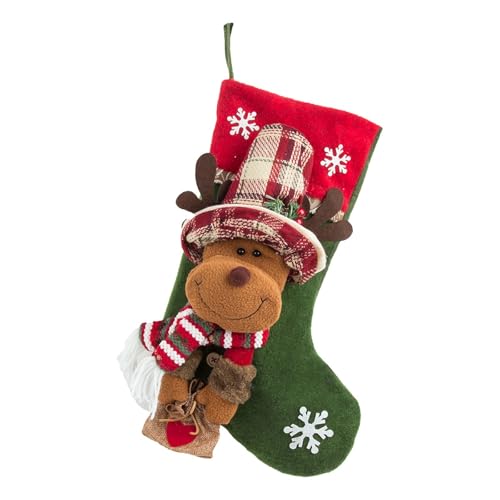 Reindeer Design Soft Fabric Vintage Style Christmas Stocking for Christmas - image 1