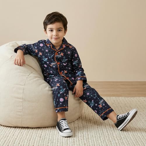 Image of CLAP Kids Cotton Printed Full Sleeves Night Suit