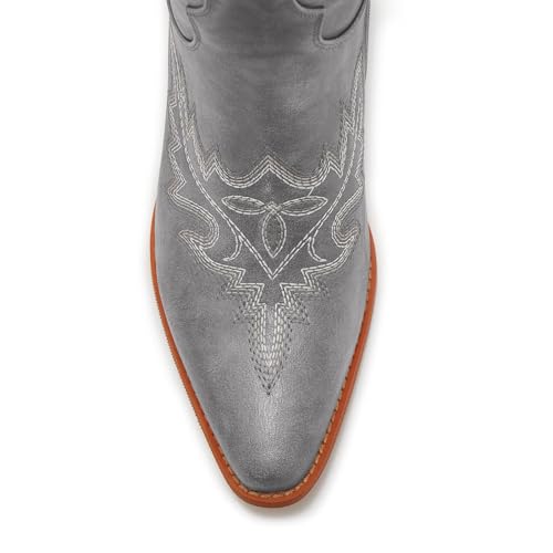Image of Uillnoodu Wide Calf Cowboy Boots Women Knee High Tall Western Cowgirl Boots Adjustable Lace Up Plus Size Comfortable 2-Inch Heel