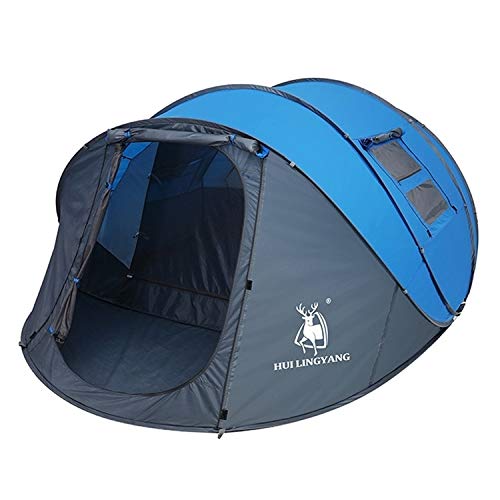 HUANGMENG Camping Supplies HUILINGYANG Outdoor Camping Double-layer Rainproof One-bedroom One-bedroom Automatic Tent 4-6 People Quickly Open Tent, Size: 380x260x130cm(Green) (Color : Blue)