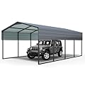 Outvita Carport 12x20FT Heavy Duty Outdoor Carport Canopy, Full-Size Metal Carport Kit with Galvanized Steel Roof, Garage Shelter for Cars Boats Pickup Truck Events Party