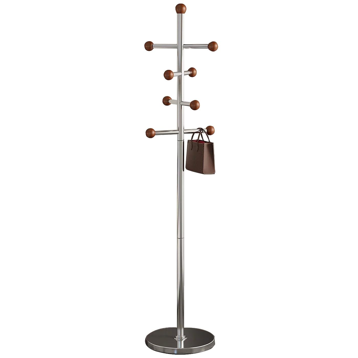 aoiuaoeniu Metal Coat Stand, Coat Rack Freestanding with Stable Base and 8 Hooks, Clothes Organiser for Clothes, Coat Stands for Hallway, Easy Assembly, for Small Space : 30x30x180CM