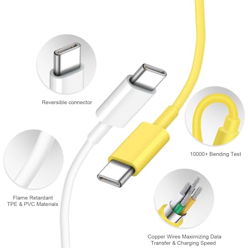 Image of iPhone 17 16 15 Charger Fast Charging 30W USB C Chargers Block Type C Charger 2 Pack 6FT Cord for iPhone 17 /17 Plus /17 Pro Max /Air /16 /16 Plus /16 Pro Max /15 Pro Max /iPad Pro /Samsung(Yellow)