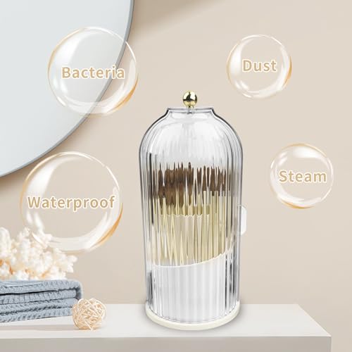 Sliding Opening Cosmetic Make-Up Organiser, 360 Rotating Make Up Brush Holder Storage with Clear Dustproof Lid, Makeup Brushes Holder Organizers,Make-Up Brush Container Case for Dressing Table,Vanity - Image 4