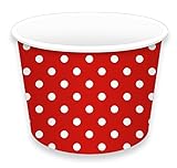 LolliZ Ice Cream Cups 8oz., Red/Polka Dots, 12 Pcs