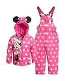 Disney Girls Snowsuit Set - Minnie Mouse, Lilo & Stich 2 Piece Ski Jacket and Snow Bib Pants for Toddlers/Little Girls (2T-7), Size 4T, Minnie Pink