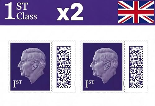 1st Class Stamps (2 Pack) Genuine Barcoded Self-Adhesive UK Letter Postage Official Royal Mail 1st Class Stamps (Total 2) | UK BEST SELLERS