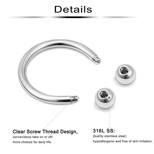 Ftovosyo 36-40Pcs 16G Surgical Steel Nose Septum Rings Piercing Jewelry Horseshoe Cartilage Helix Tragus Earring Hoop Eyebrow Lip Hoop Retainer for Women Men 8mm 10mm2