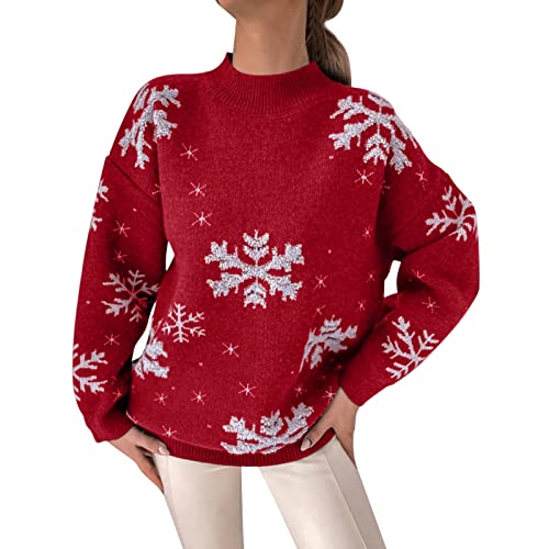 Weihnachten Strickpullover Damen Winter Norweger Pullover Mit Rentier...