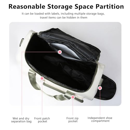 Garment Bags for Travel, Carry on Bags for Airplanes Women, Luggage Bags for Travel with Shoe Compartment, Weekender Bag, Men Gym Bag(White)3