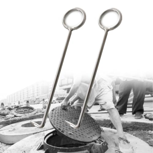 WDJBPSH 8mm Manhole Cover Puller, Stainless Steel Drain Grate Lifter/Lids Pullers/Pry Bar, Protable Lifting Tool for Moving Lifting and Pulling Heavy Object(2 Pack,Length - 80cm/31.in)