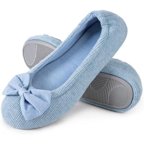 EverFoams Women's Ballerina Slippers Lightweight Comfy Memory Foam House Shoes Cover