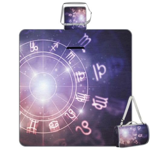 Shimoshe Picnic Blankets 57”x 59”, Galaxy Constellation Waterproof Sandproof Picnic Mat Lightweight Foldable Beach Blanket for Camping Park Grass Beach Outdoor Blanket