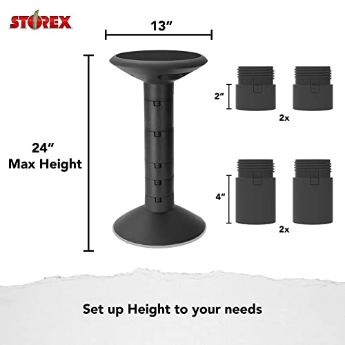 Image of Storex Active Tilt Stool - Ergonomic Seating for Flexible Office Space and Standing Desks, Adjustable 12-24 Inch Height, Black (00320A01C)