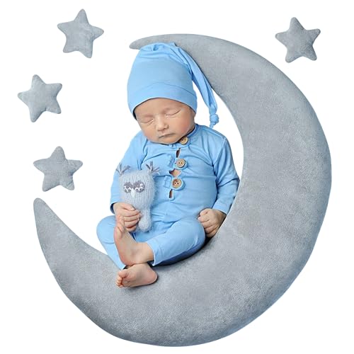 Image of IGMaryBox Baby Moon Star Pillow Infant Posing Pillow Newborn Photography Prop Newborn Photography Posing Pillows Grey