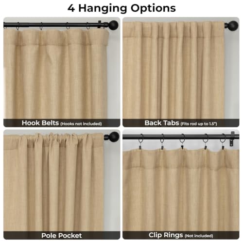 Image of HPD Half Price Drapes - Faux Linen Curtains for Living Room (1 Panel) - 50W X 84L - Textured Room Darkening Curtains for Bedroom 84 Inches Long - Drapes for Home Decor, Millet