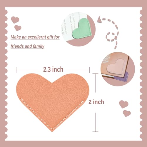 Image of Winjeto Leather Heart Bookmarks - 6 Pieces Book Marks for Reading Gifts | Cute Corner Bookmark Page Markers | Gifts for Women Kids Men Teachers | School Office Home Supplies Accessories Stationary
