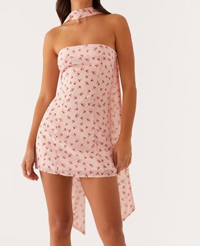 Image of NUFIWI Sexy Floral Strapless Tube Mini Dress Y2K Slim Fit Backless Short Bandeau Dress Going Out Night Party Vocation Dresses