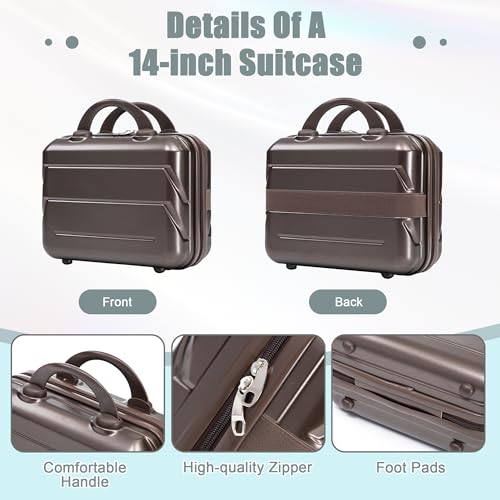 Image of 20+14 Inch Hardshell Luggages, Lightweight Durable ABS Suitcase with Spinner Wheels