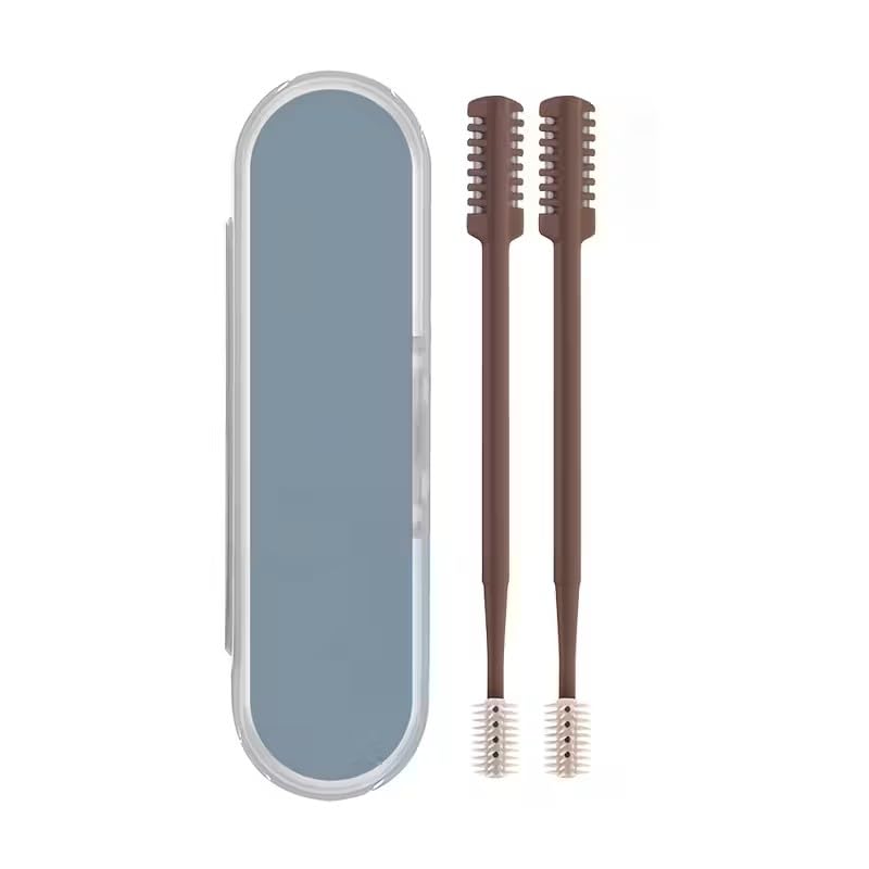 2pcs Handheld Nose Hair Trimmer with Storage Box 360 Rotating Portable Manual Nose Hair Removal Kit for Men