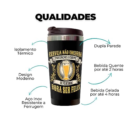 Copo Térmico 500ml Inox Cerveja Não Engorda