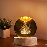 FEBLICH 3D Ganesh Crystal Ball Night Lamp, Solar System Ganesha Crystal Ball Night Light, USB Table Colorful Led Wooden Crystel Ball for Home, Office, Birthday Gift (Ganesh)
