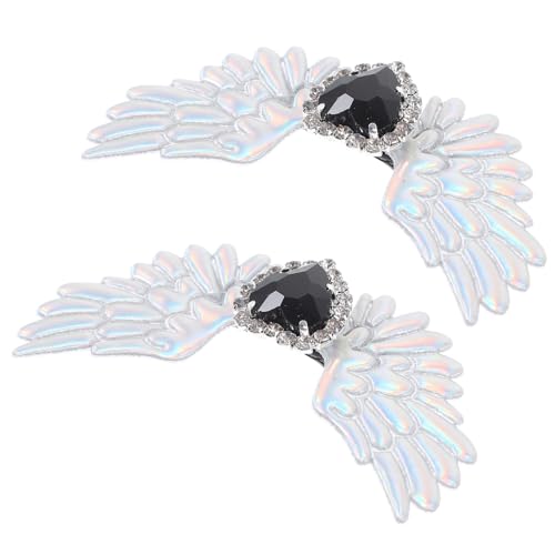 MOBUTOFU Clips Aleación Joyería para Alas de de Ángel Zapatos y en Rhinestone, Accesorios Elegantes Estilo Gótico Plata para de Zapatos Novia