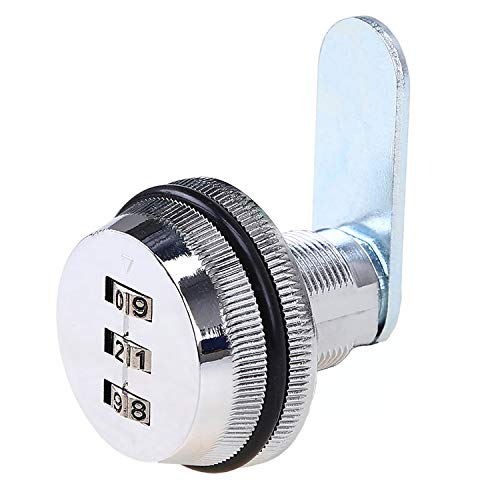 youtu 3 Digit Code Combination Cam Lock, Cylinder Lock Security Drawer Door Mailbox Cabinet Tool Box Lock, Silver Zinc Alloy Cabinet Security Password Coded Lock (0.5-10mm)