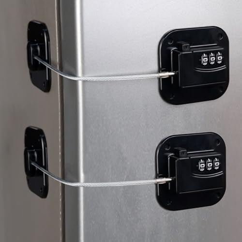 KIZZHISI Refrigerator Lock (2 Pack), Heavy Duty Combination Fridge Lock, for Fridge, Cabinets, Window, Drawers and Child Safety Cabinet Locks, Strong Non-Marking Adhesive No Drilling (Black)
