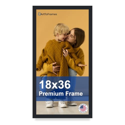 ArtToFrames 18x36 Picture Frame for Photos, Black Engineered Wood with Acrylic and Wire, nails and hooks, Black Finish for Home Decor, Made in the USA