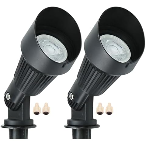 Lumina Lighting® 5W Landscape Lighting 12V Landscape Lights Low Voltage Landscape Spotlights Warm White Waterproof Outdoor Replaceable LED Bulb for Garden,Lawn,Porch,Patio and Yard (Black) (2-Pack) Cover