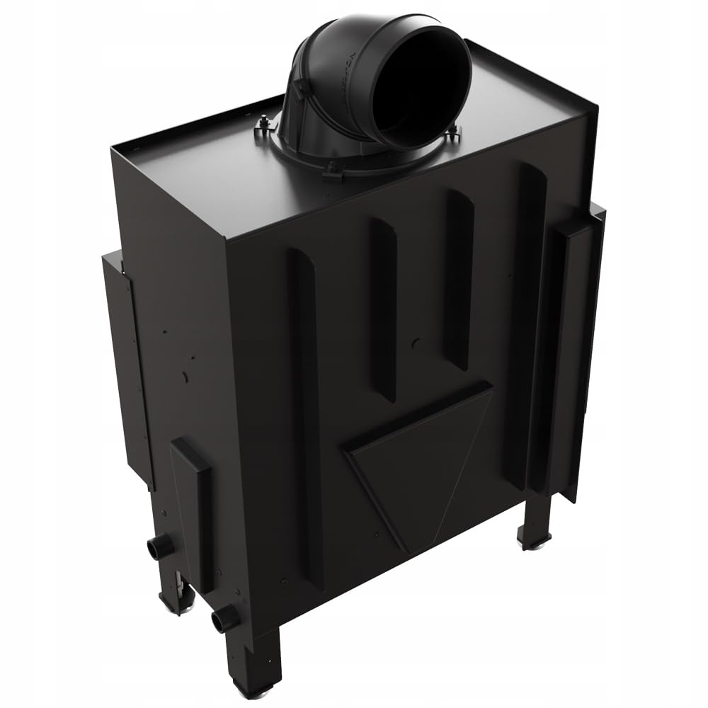 KRATKI Inserto per camino in acciaio a legna FLOKI 10 kW Ø200 sinistro A+ | Acciaio nero, efficienza 83,6%, classe A+. Ecodesign, BImSchV 2; per recupero calore.; combustione efficiente; Livello 2