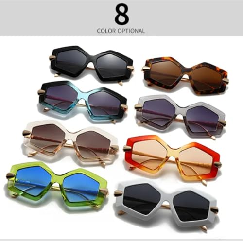 Lunettes de soleil vintage de créateur à monture large en métal géométrique - 2