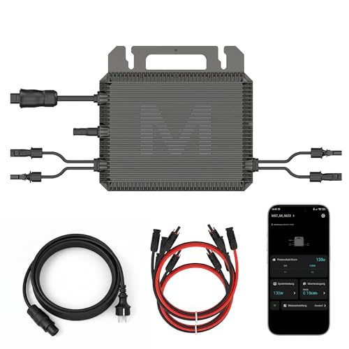 MARSTEK Mikro-Wechselrichter 800 W MST-MI0800 für Balkonkraftwerk IP67 wetterfest Plug&Play Installation 2 MPPT Bluetooth WiFi inkl. 5m Anschlusskabel 4X 1m Solar-Verlängerungen Micro Inverter