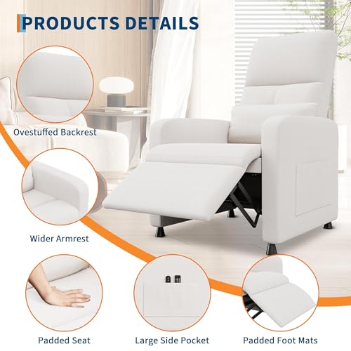 Sillón Ajustable Recliner Blanco miniatura 4