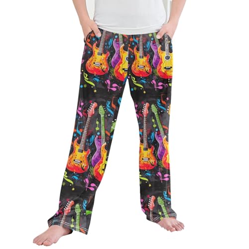 Guitar Long Pajama Pants Elastic Waist PJ Bottoms with Pockets S A110136