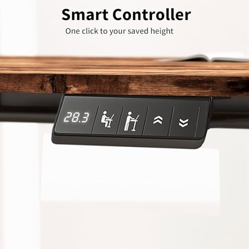 Standing Desk 47 x 24 inch, Electric Height Adjustable with Splice Board, Stand Up Desk, for Home Office, Black Frame/Rustic Brown Top