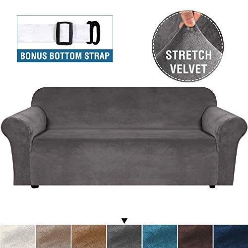 H.VERSAILTEX Stretch Sofa Cover Velvet Couch Cover Sofa Slipcovers for Three Cushion Sofas