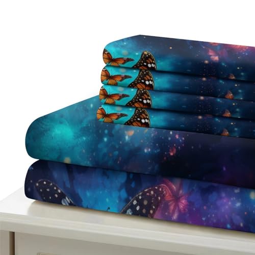 Housse de couette 135x200 papillon de nuit parure de lit microfibre E