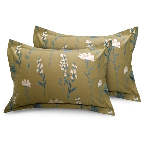 Image of HUESLAND by Ahmedabad Cotton 144 TC Cotton Elastic Fitted Bedsheet King Size with 2 Pillow Covers | 72 x 78 inches