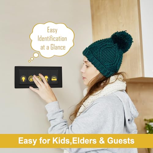Image of GLUN Royal Gold 600 Vinyl Switchboard Stickers | 60+ Luxury Embossed Finish Icons for Fan, Light, AC & Home Switch Buttons