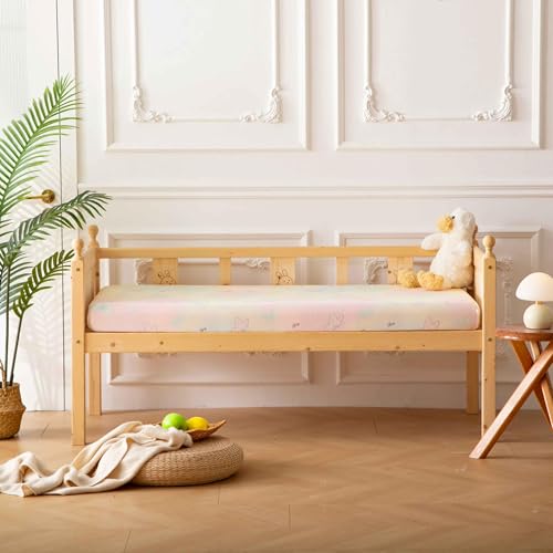 Image of Jersey Butterfly Crib Sheets for Baby Girls,52 inchx28 inchx8, 2 Pack,Pink Cute Kawaii Standard Oval /Retangle Fitted Crib Sheets for Toddler,Super Soft Breathable