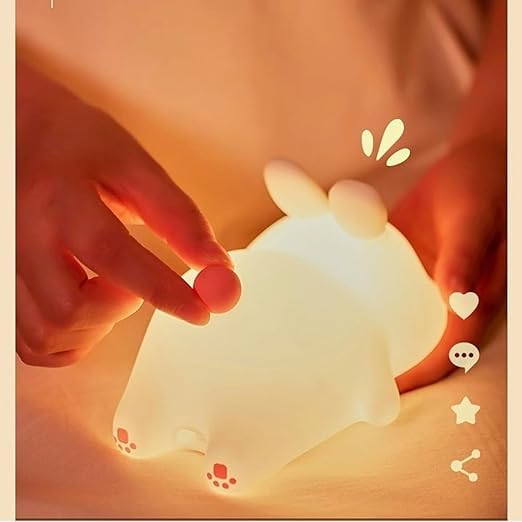 Silicone Night Lamp for Kids, Nursery, Sleeping Rabbit LED Lamp, 10 cm 4