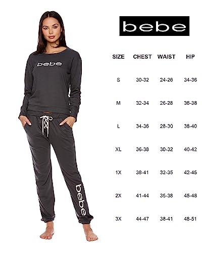 Bebe Womens Pajama Sets - French Terry Pajamas For Women With L/S Pullover And Pj Pants With Pockets (Charcoal, Small) #TOP5