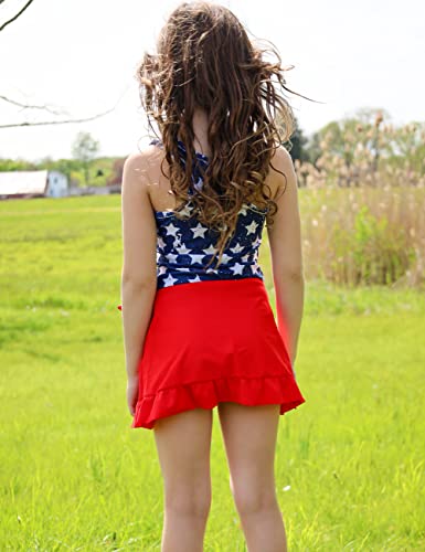 Girls Swimsuits 3 Piece Tankini Bathing Suit Set Cute Bikini Swimwear with Cover Ups Beach Skirt 5-16 Years