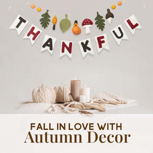 Image of Folkulture Fall Garland - 72 Inch | Fall Leaf Garland for Fall Decorations for Home, Mantle, Pottery Barn Decor | Cute, Premium Wool, Pre Strung Autumn Leaves Felt Garland for Wall Decor, Thanksgiving